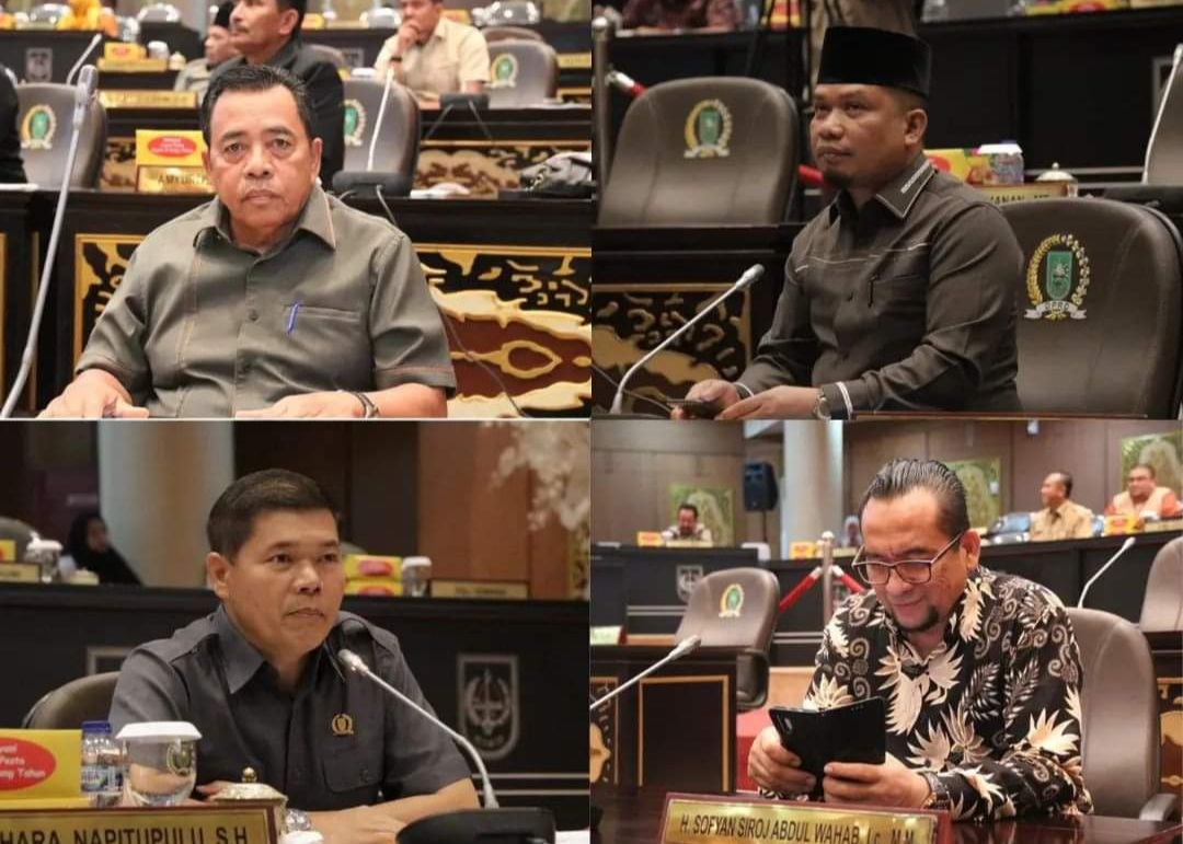 Anggota DPRD Riau memberikan pendapat dalam rapat Paripurna DPRD Riau membahas Ranperda Ketertiban Umum.