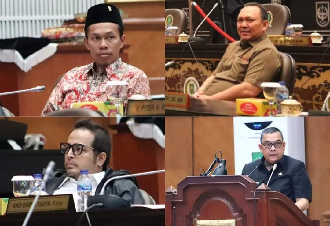 Anggota DPRD Riau tampak menyimak pembahasan dalam Rapat Paripurna LKPJ Kepala Daerah 2022.